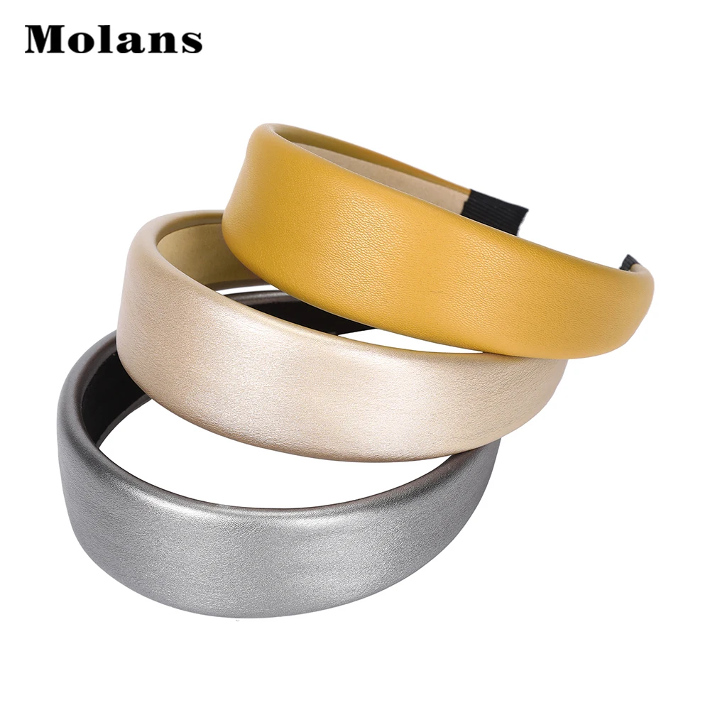 Женские кожаные повязки на голову MOLANS простой широкий ободок из искусственной