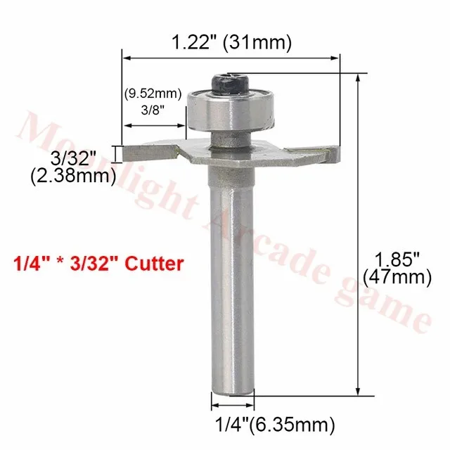 Arcade T Slot Router Bit 1/4 "Shank 3/32" Profondità Di Taglio 2 Flauti Hss T-Slot Taglierina Per Legno Scanalatura Utensili Armadi Macchine