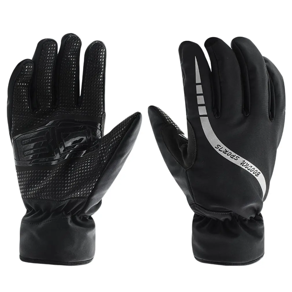 

M-L Winter Adults Skiing Gloves Windproof Non-slip Outdoor Skating Snowboard Gloves With Reflective Tape Warm Mittens Gloves