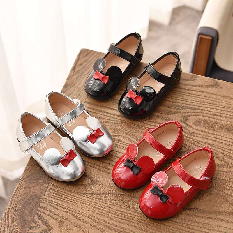 Cute Sweet Baby Girl Shoes Kids Casual Sneakers Leather Shoes With Bowtie