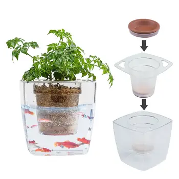 

Water Herb Garden Hydroponics Growing System, Organic Self Watering Planter Indoor Sprouts Gardening Starter Kit Small Fish Tank