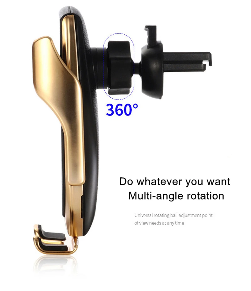 Car wireless charging mobile phone holder magic clip R1 with infrared automatic sensor function rose gold and silver car bracket