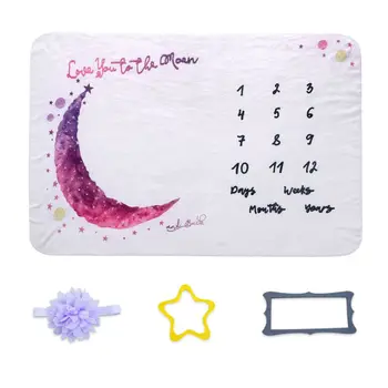 

1 Set Baby Monthly Record Growth Moon Pattern Milestone Blanket Newborn Photography Props Creative Background Cloth