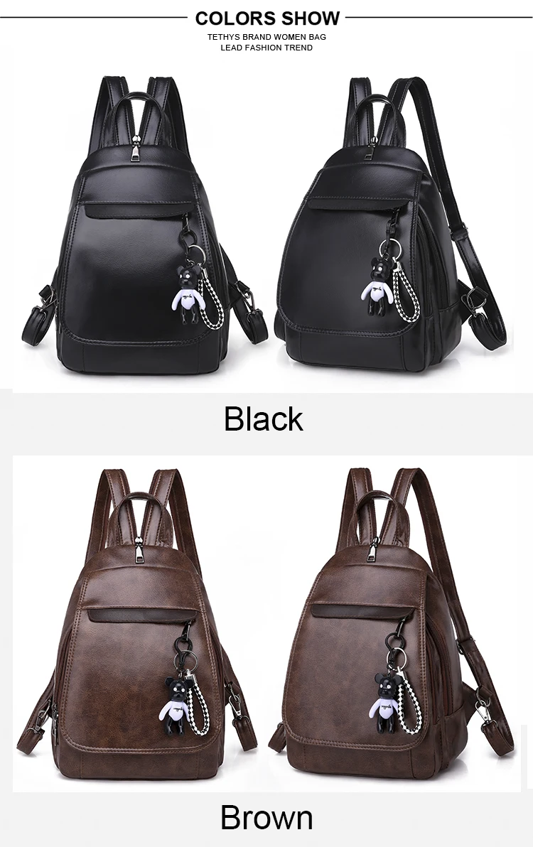 TETHYS High Quality Leather Backpack Women Classic designer backpack Ladies Anti Theft Travel Backpacks Mochila Feminina Sac