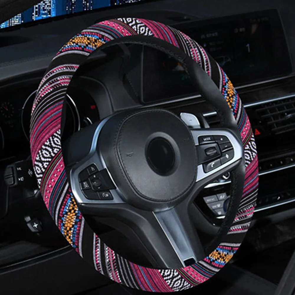 Классический льняной чехол рулевого колеса автомобиля для руля диаметром 38 см украшение салона автомобиля