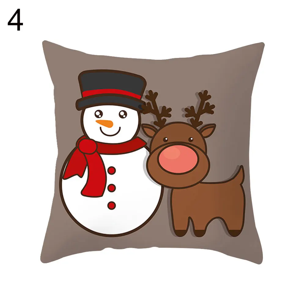 40# мультяшное животное, Рождественский олень, снеговик, Санта, подушка с Санта Клаусом, наволочка, украшение для дома, спальни - Цвет: 4
