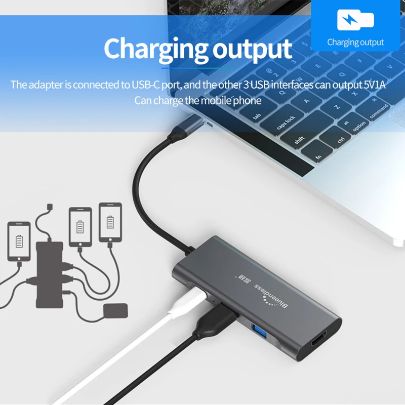 Blueendless 7 в 1 Usb-C type C 3,1 сплиттер Usb3.0 Hdmi Tf/Sd кардридер Pd концентратор адаптер для Macbook Pro Usb C концентратор