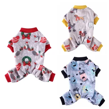 

Pet Christmas Outfits 4-legged Cartoon Pattern Costume Small Medium Dogs Winter Warm Jumpsuit Outfits Pajamas Pet Supplies New
