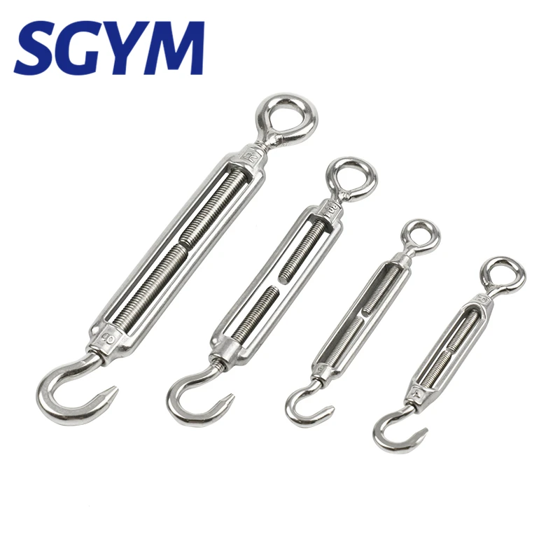 Chain Rigging Hooks 1Pcs M4 M5 M6 M8 M10 Stainless Steel 304 Adjust Chain Rigging Hooks & Eye Turnbuckle Wire Rope Tension Device Line Oc Oo Cc Type