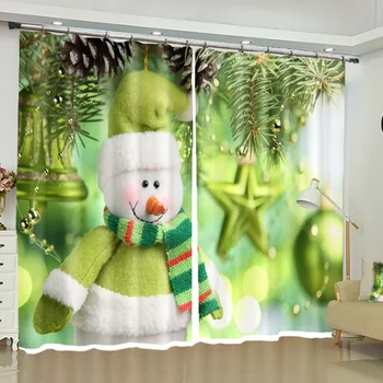

Christmas Snowman Snowflake Curtains Blackout Long or Short Window Drapes for Bedroom Living Room Xmas Party Decorations