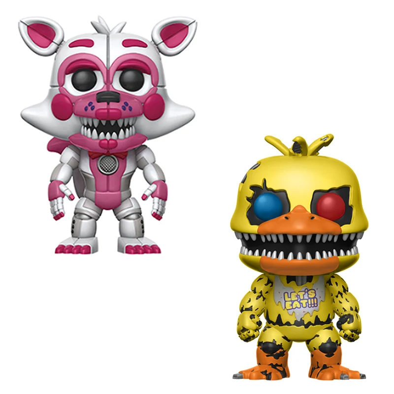 2PCS Игрушки Five Nights At Freddy's, ПВХ, 10 шт., фигурки, куклы-медведи из винила FNAF Бонни и Чика Foxy Freddy Fazbear, кукла - Цвет: 2PCS