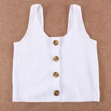 Модный сексуальный женский жилет Топ на пуговицах укороченный Летний Пляжный топ Женская белая рубашка без рукавов короткая хлопковая футболка