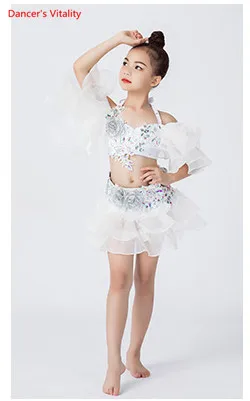 Short skirt Детское модальное платье для танца живота, набор костюмов для танца живота, женский костюм для танца живота, красный, белый - Цвет: Short skirt