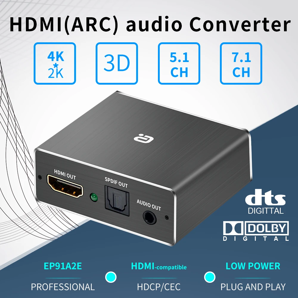 HDMI DAC Audio Converter HDMI ARC To RCA Audio Extractor Adapter Optical  SPDIF Coaxial to 3.5mm Digital to Analog Audio Conveter