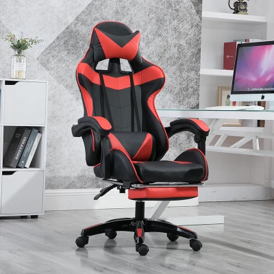 Massage WCG Gaming Chairs High Quality  Computer Chairs Swivel Lifting up Gaming Chair for Internet Cafe Red with Footrest