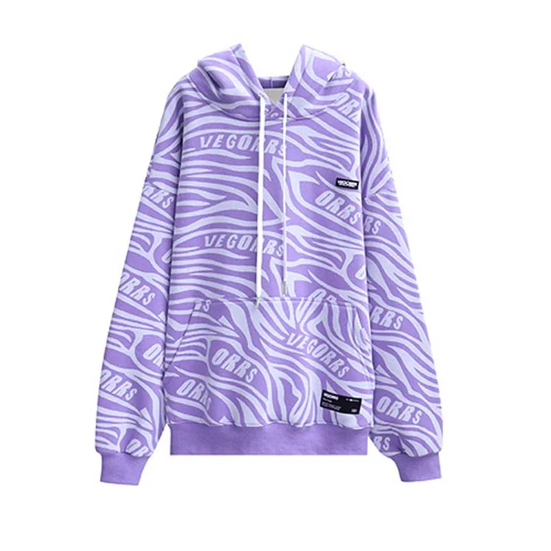 

Women Long Hoodie Winter Loose Zebra Pattern Letter Printing Sweatshirt Casual Oversized Thick Jacket Pocket pullover hooded