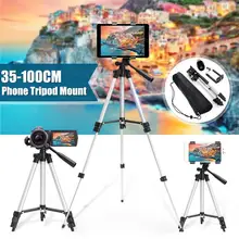 IPhone XR XS для samsung S10 S10E 36-100 см алюминиевый регулируемый штатив-тренога с зажимом для телефона для камеры Canon
