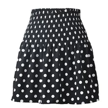 Dot Printed Mini Skirts Women Sexy Summer A-line Ladies High Waist Stretched Skirt Fashion Female Skirts Casual Women's Clothing