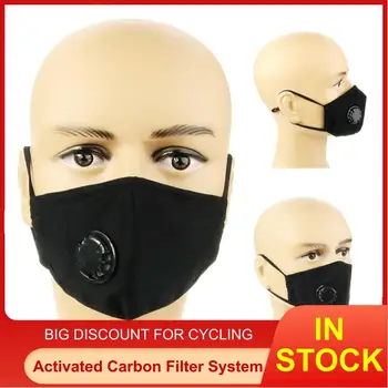 

YTFAIFEN Black Adult Cotton Mask Activated Carbon Filter 1 Flow Valve Hang-ear for Dust Anti Pm2.5 Smoke Allergen Pollution Dust