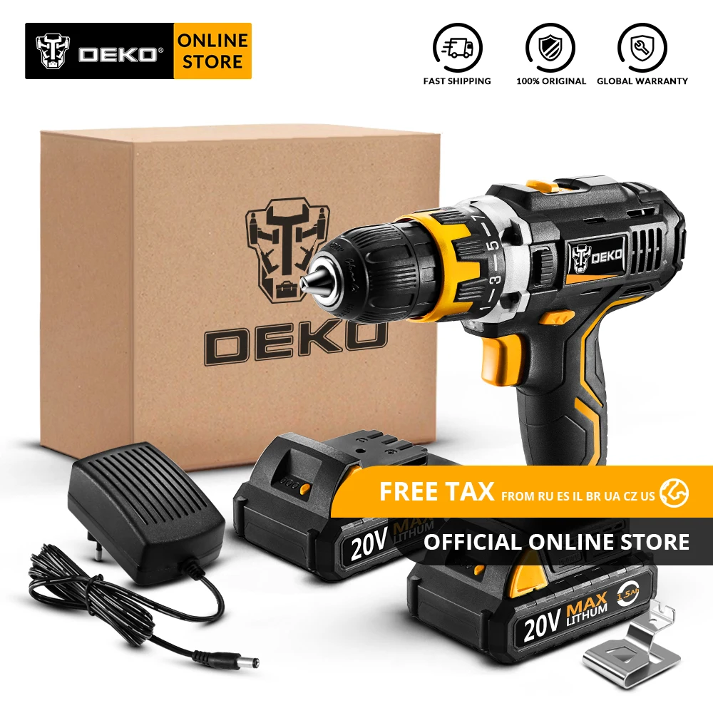 Аккумуляторная дрель DEKO GCD20DU2 миниатюрная отвертка с литий ионным аккумулятором