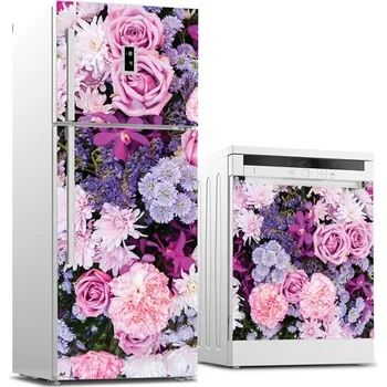 

Fridge Sticker Pretty Flowers Refrigerator Dishwasher Door Sticker DIY Kitchen Wallpaper Accessories Modern 3d Wall Stickers