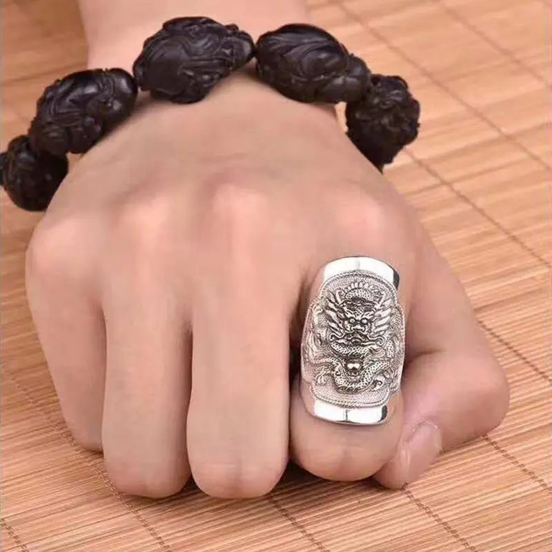 S990 чистое серебро Kirin Animal Открытые Кольца для мужчин wo мужчины винтажное модное тайское серебряное кольцо подарок вечерние ювелирные изделия Anillos подарок