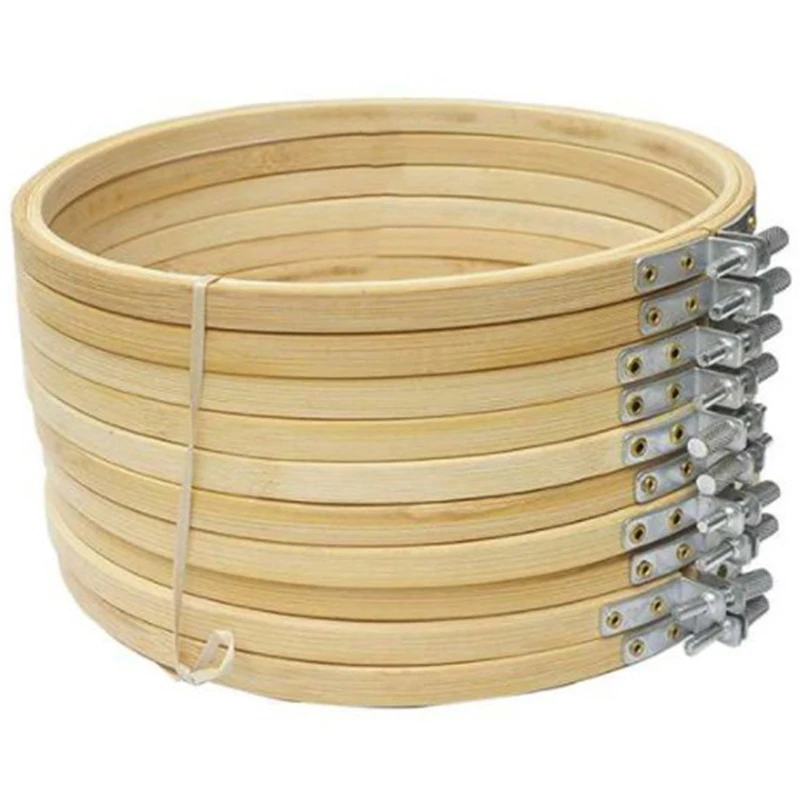 

Hot New 12Pcs10cm Wooden Embroidery Frame Frame Set, Bamboo Embroidery Ring for DIY Cross Stitch Craft Tools