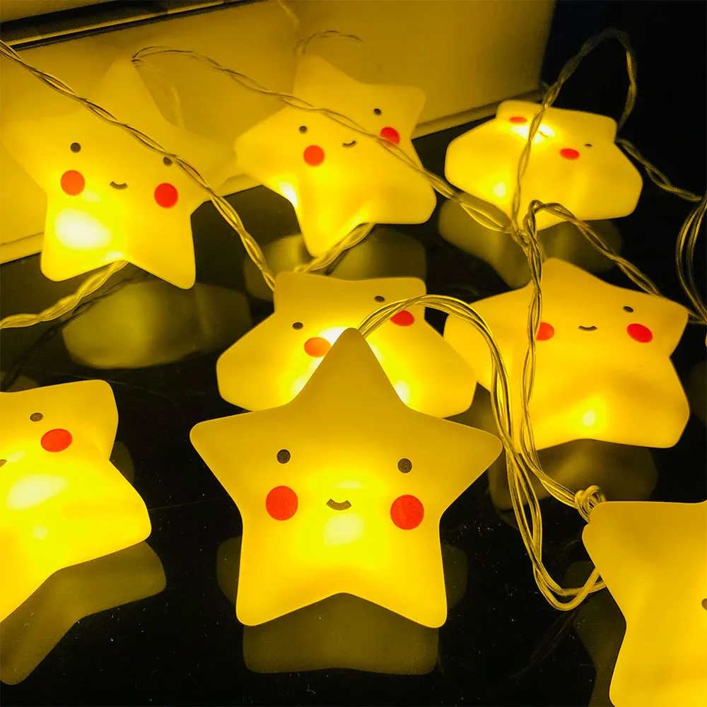 

Cute LED String Fairy Light Outdoor Garden Fence Patio Christmas Garland Lights Wedding Star String Christmas Decor Lighting