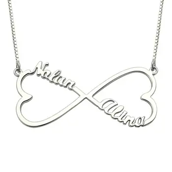 

AILIN Personalized Heart Infinity Name Necklace Silver Love Heart Necklace Infinity Symbol Jewelry Couple Necklace BFF Gift