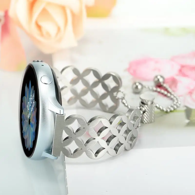 Женский ювелирный ремешок для часов 20 мм для samsung Galaxy Watch 42 мм/Active 2 40 мм 44 мм/gear Sport/S2 Classic Band Active2