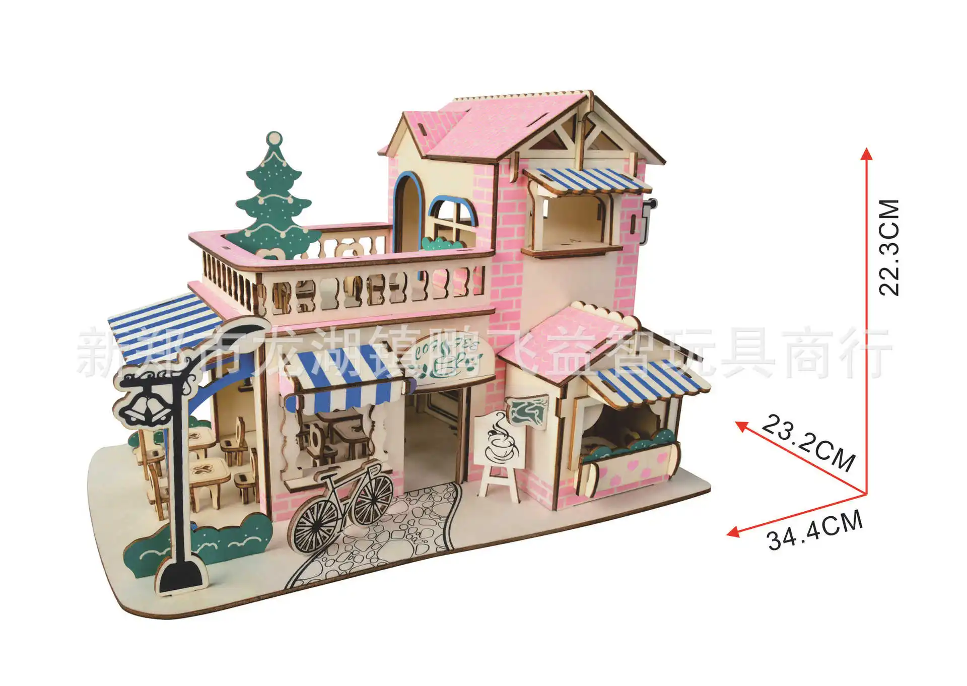

Wooden Building Blocks Toy Laser Board (Romantic Cafe) 3D Wood 3D Puzzle Model Model
