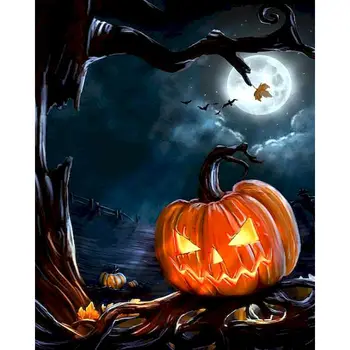 

Darkness Pumpkin light Oil Painting By Numbers For Adults Paint By Numbers Canvas Painting for Holiday Gifts home decoration