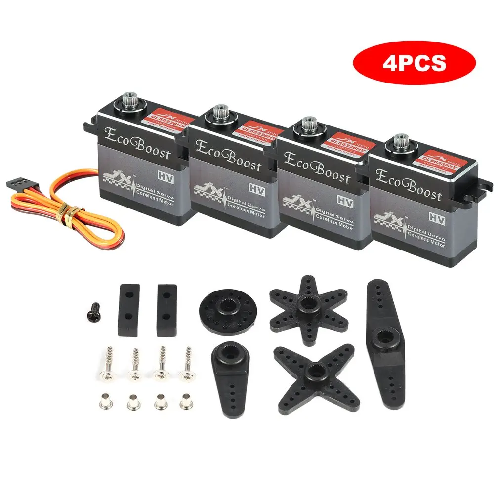 

4PCS JX CLS6336HV 35KG 6-7.4V High Voltage Metal Gear Aluminium Shell Digital Coreless Servo for 1/8 RC Car Airplane