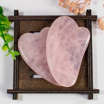 

Body Facial Eye Guasha Massage Tool Natural Pink Crystal Rose Quartz Stone Jade Scraping Body Guasha Scraping