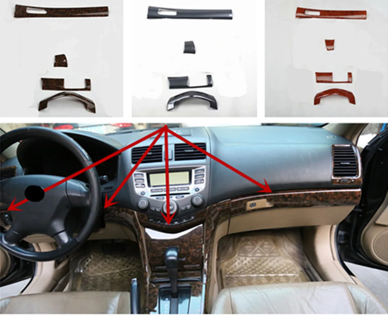 4pcs/lot ABS carbon fiber grain or wooden Central control instrument panel decoration cover for 2003-2007 HONDA Accord 7 | Автомобили и