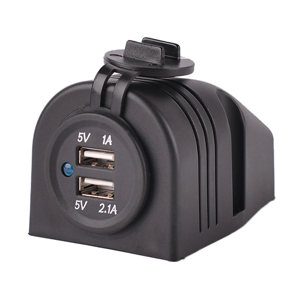 

Socket Waterproof Charger Portable 12V Plug Durable Adapter Power Car Surface Mount Dual USB Accessory Universal Black