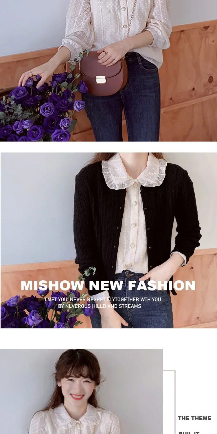 Deeptown Cottagecore Chiffon Blusa Feminina Rendas Boneca Collared Camisa Estilo Ocidental Botão up Topos Mori Menina Moda Coreana Elegante 3 collared camisa estilo ocidental botão up topos