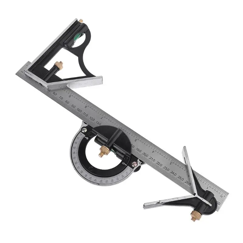 12" Combination Protractor Tri-Square Angle Ruler Machinist Stainless Steel Measuring Tools Professional