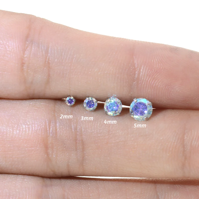 2Pcs Rainbow Clear AB Zircon Bioplast Labret Monroe Lip Stud Ear Cartiliage Tragus Helix Piercing stud Ring 16g Body Jewelry - Image 6