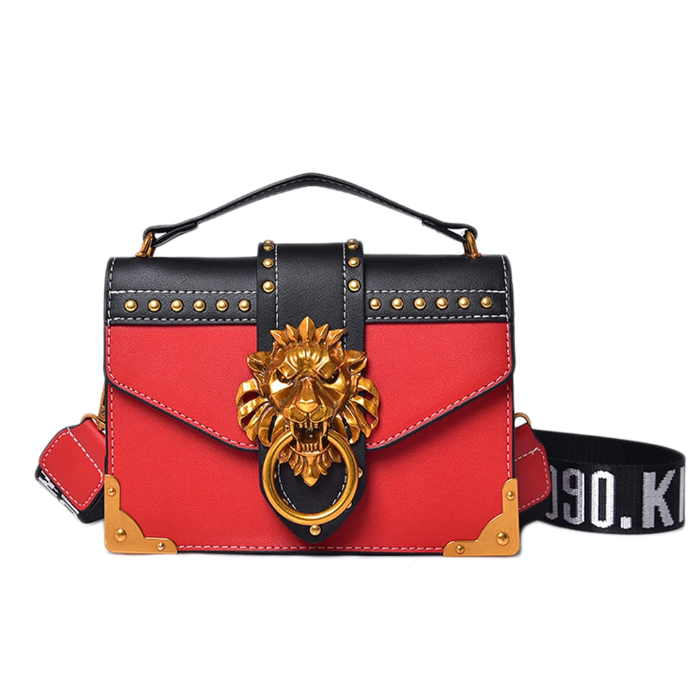 He4897c962cd448c396b9e3d1a1aa61f7v - Fashion Metal Lion Head Mini Small Square Pack Shoulder Bag Crossbody Package Clutch Women  Wallet Female Handbags