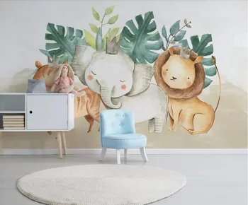 

CJSIR Custom Wallpaper Nordic Modern Simple Cute Animal Elephant Lion Children's Room Decor Background Wall Mural 3d Wallpaper