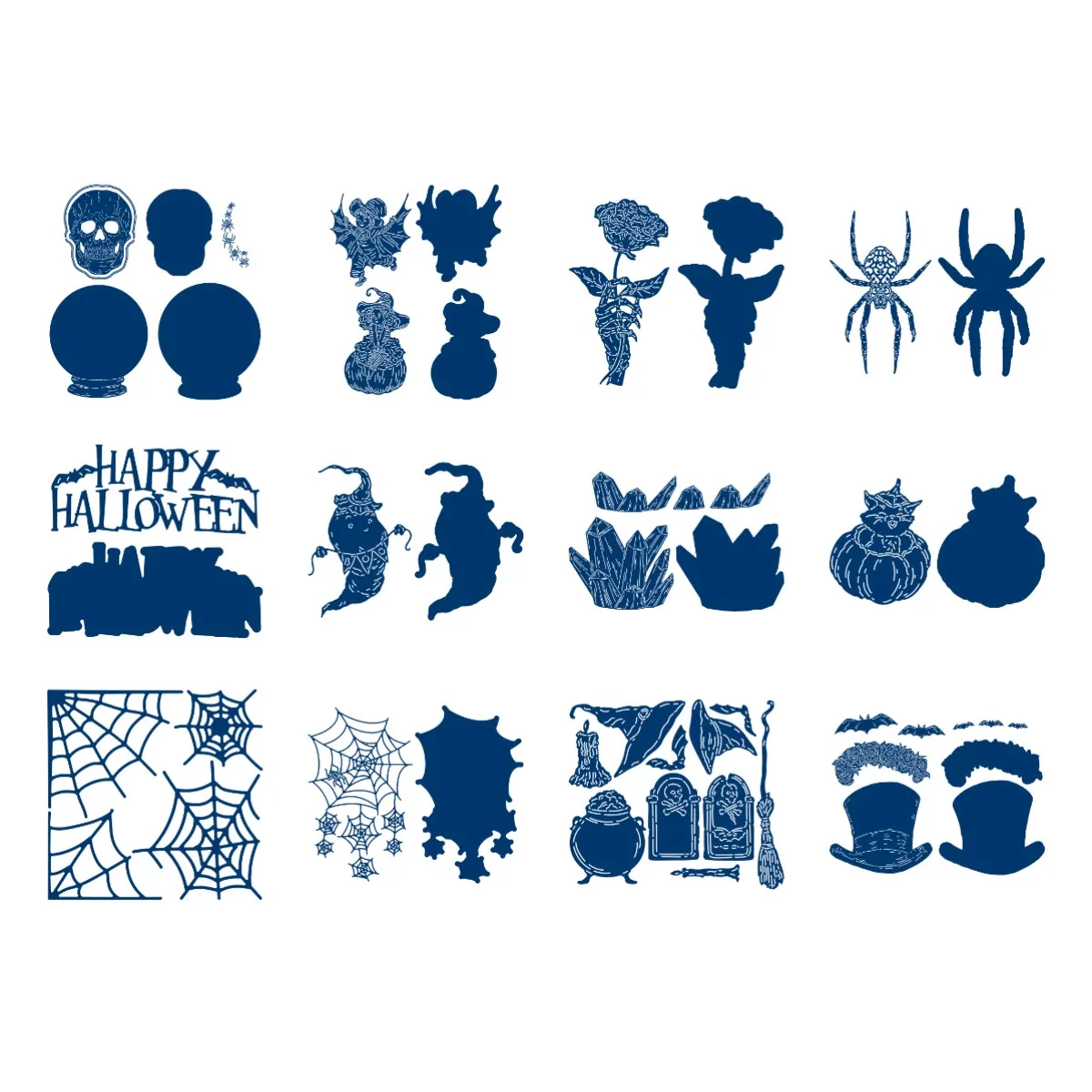 

Halloween Crystal Skeleton Rose Spider Pumpkin Cutting Dies Scrapbook Diary Embossing Decoration DIY Greeting Card Handmade 2021