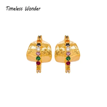 

Timeless Wonder Retro Brass Geo Zirconia CC Stud Earrings Women Jewelry Gothic Designer Top Fancy Ins Party Rare Hip Hop 7258