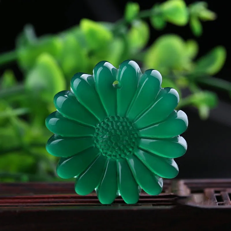 

Китайский Натуральный халцедон, ручная работа, подвеска в виде цветка солнца из нефрита, модные бутиковые ювелирные изделия, ожерелье из аг...