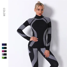 

Long Sleeve Traksuit Fitness Gym Sports T-Shirt Women Blouse Seamless Workout Yoga Clothes Female Running Joggers Activewear Top