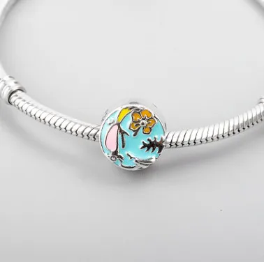 3 925 Sterling Silver Bead Happily Parks Mickey Friend Donald Charm Cinderella Castle Fit Original Pandora Bracelet Jewelry Summer - Окраска металла: 3