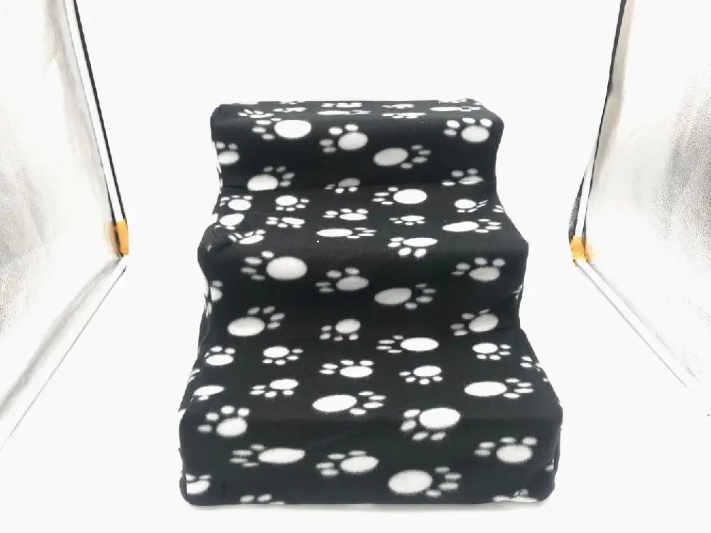 Black paw print Высокое качество, игрушки для домашних животных, 3 ступени, лестница для домашних животных, съемная кровать для домашних животных, тренировочная лестница, лестница для собак, игрушки для домашних животных, товары для домашних животных - Цвет: Black paw print