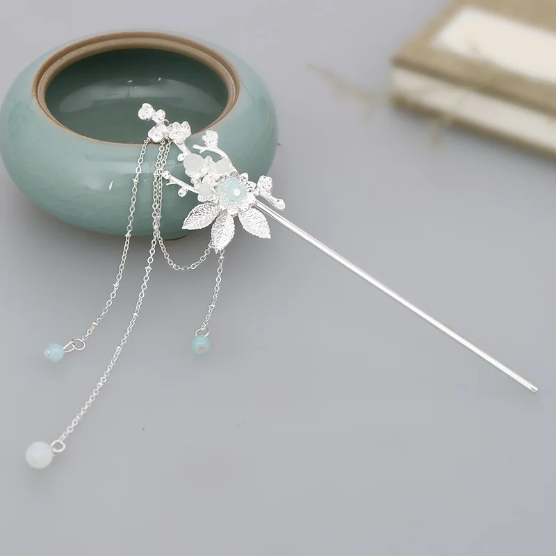 Chinesische Strass Haarspange – Pfauenblau, Mit Essstäbchen-Design, Für Hochsteckfrisuren & Parties