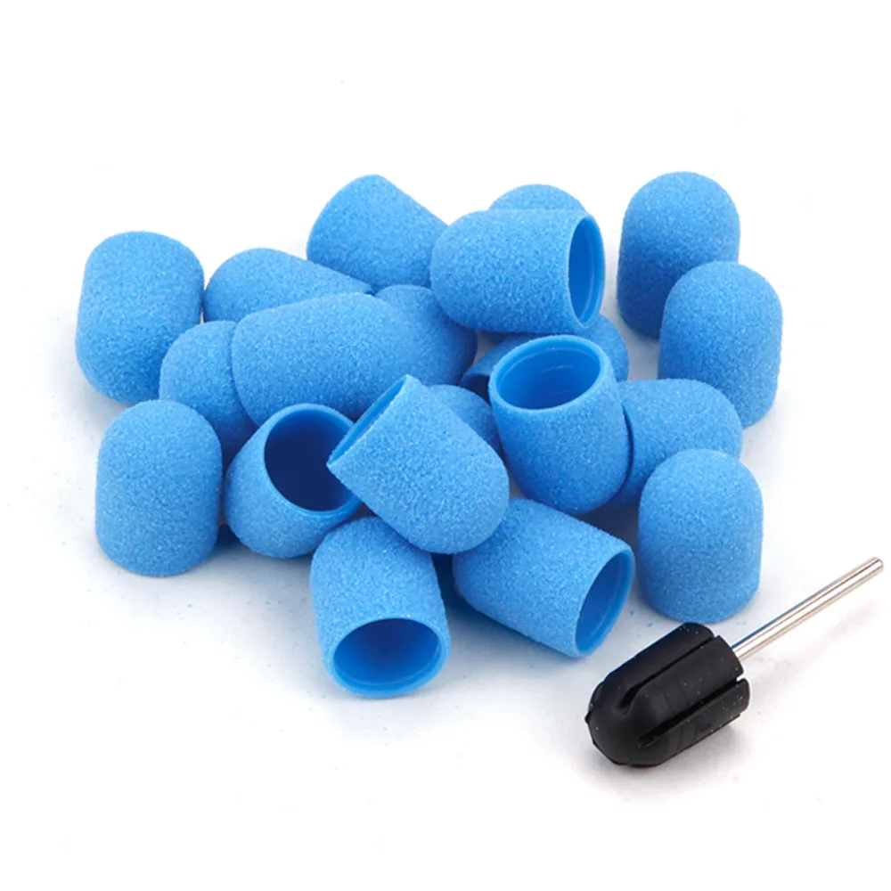 5Pcs 10*15/13*19 Nail Sanding Caps With Rubber Gel Remover Ceramic Nail Drill Bit Pedicure Manicure Milling Cutters Nails Tools