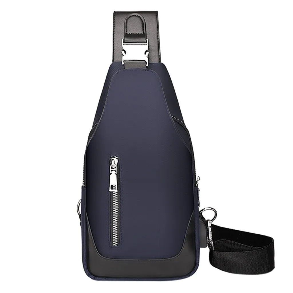 Новая модная мужская сумка через плечо, мужские сумки-мессенджеры, модные мужские простые Стильные USB уличные, плотная большой вместимости, нагрудная сумка# Zer - Цвет: Dark Blue